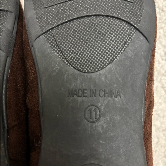 Journee Collection faux suede brown jester boots w/oversized gold/brass buckles - Picture 6 of 11